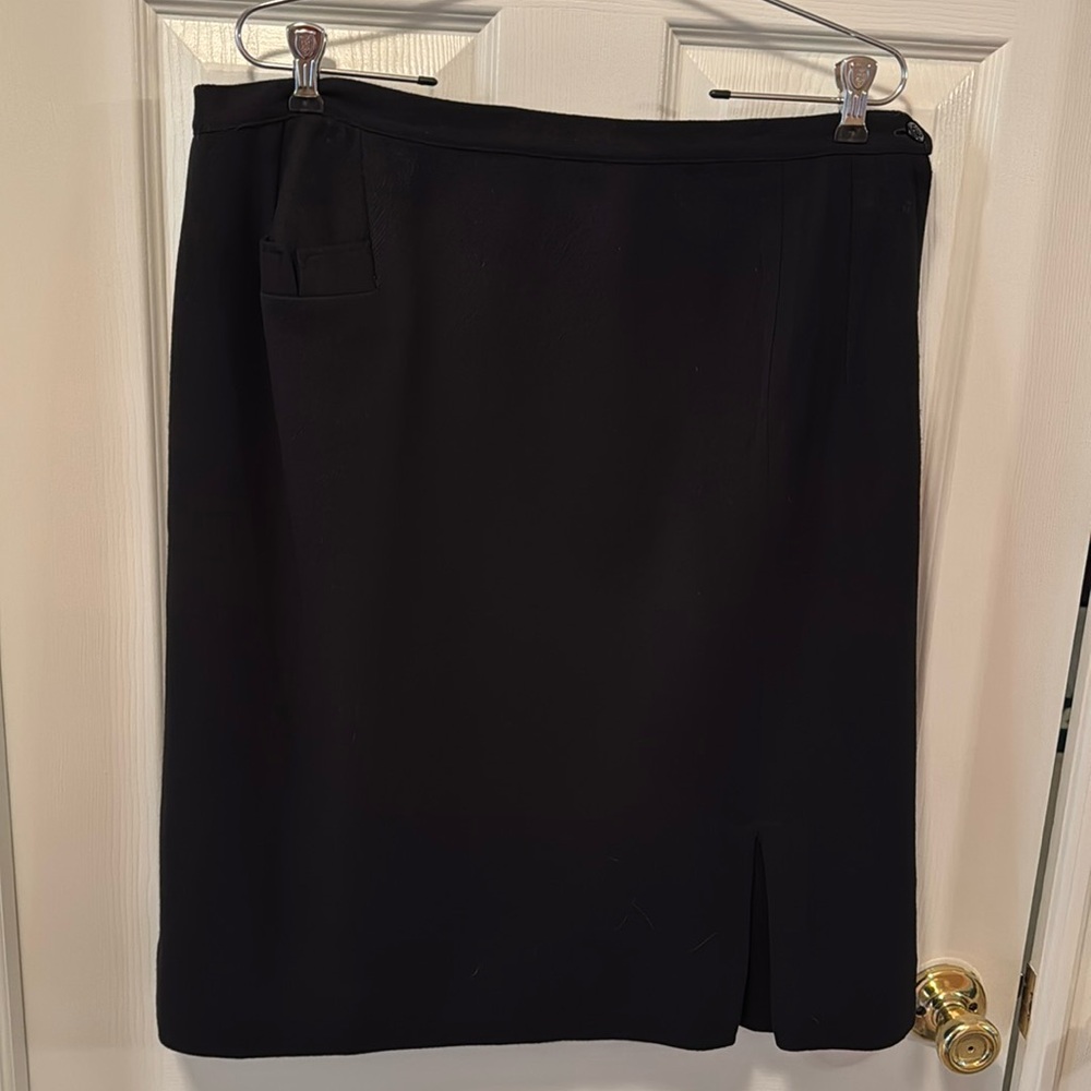 Vintage black wool straight skirt
